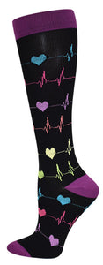 TM94747 Heart EKG 10-14mmHG Ultra Soft Compression Socks