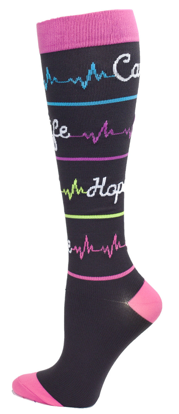 TM94762-71 Love,Life,Hope,Care 10-14mmHG Ultra Soft Compression Socks REG/XL