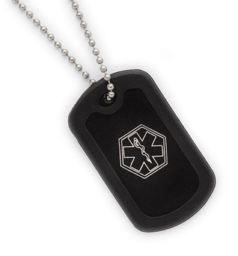 ADT-09 Black Dog Tag Diabetes,T1,T2, Insulin