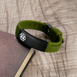 AM1443BGR Green Silicone Stainless Medical ID Bracelet Custom Engrave