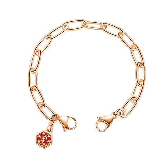 CK28-RG Medical ID Stainless Rose Gold Link Interchangeable Strand With Medical Charm