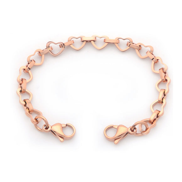 C-102RG Rose Gold Stainless Mini Open Heart Link Replacement Bracelet