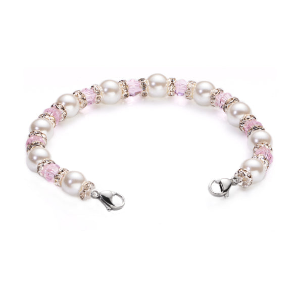 CN-166 Medical ID White Pearl & Pink Bead Interchangeable Bracelet Strand