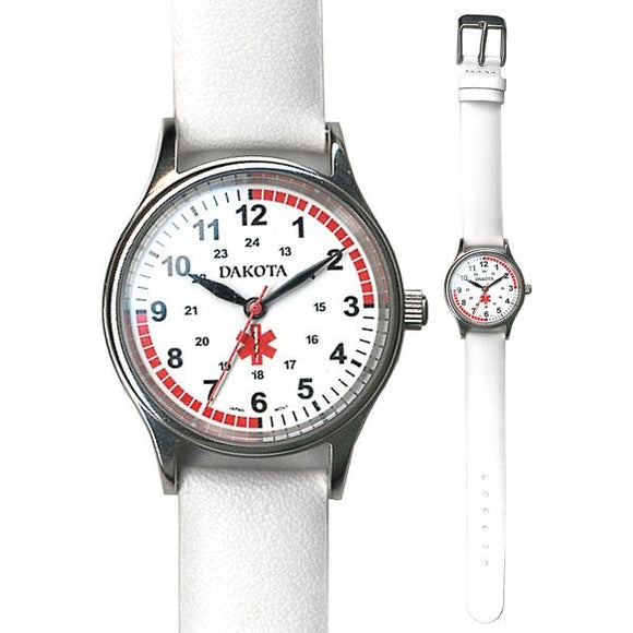 DAK-56548 Dakota Nurse Small Face Watch White Leather Band