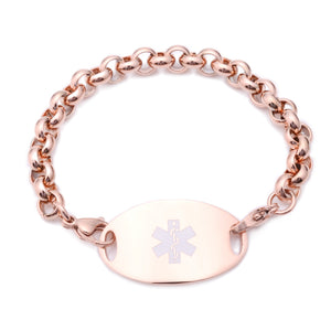 RG-112 Rose Gold Rolo Chain Medical ID With Tag