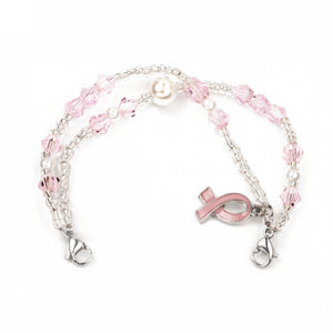 CN-223PR Medical ID Pink Ribbon Charm Double Strand Beaded Interchangeable Strand