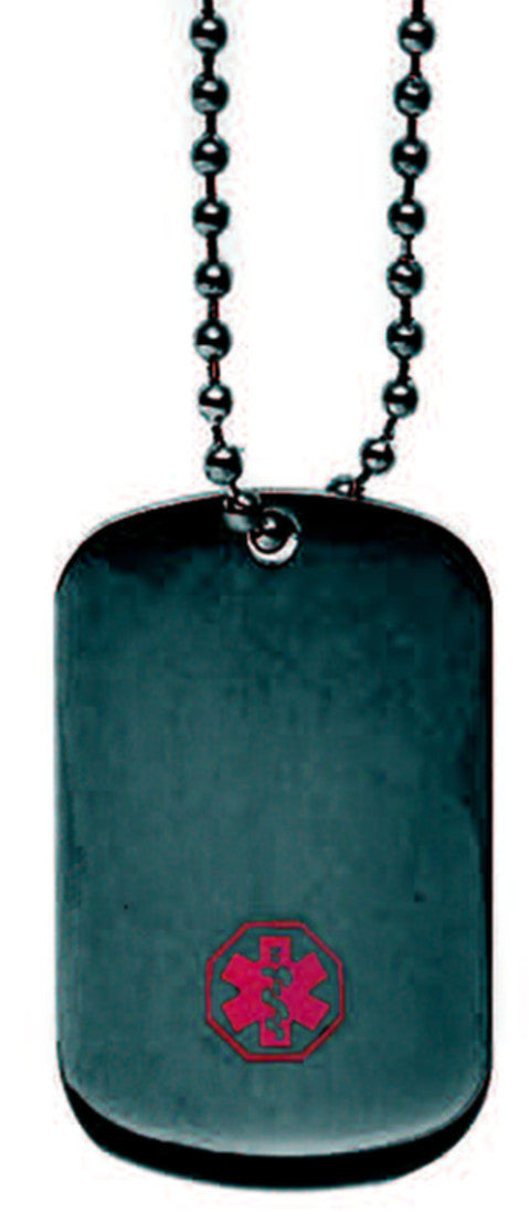 DTJ-45B Black Ion Plate Dog Tag Necklace