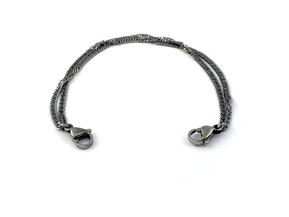 C-MD0597 Medical ID Stainless Steel Double Small Chain Bracelet