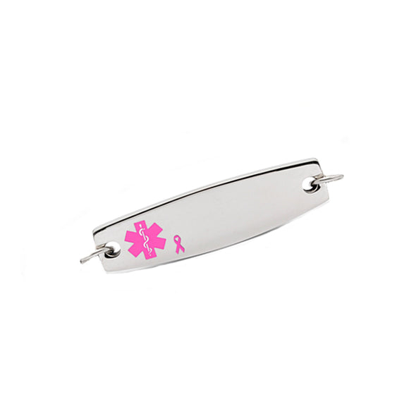 T-PR-NBP Medical Alert No BP IV Needles Pink Ribbon Medical Stainless ID TAG