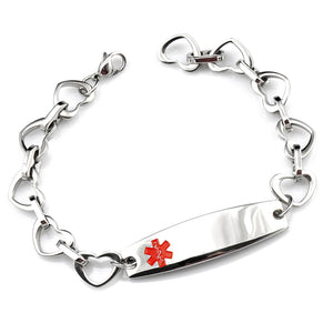 MD0201-L  Lymphedema Alert Stainless Steel Open Heart Bracelet