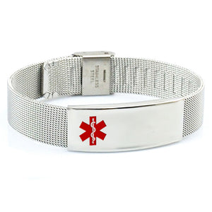 MD0413-L Medical ID Stainless Steel Mesh Bracelet Custom Engrave