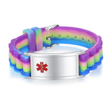 MD0511-86  Unisex Braided Silicone Stainless Medical ID Bracelet 6 Colors Custom Engrave
