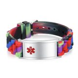 MD0511-86  Unisex Braided Silicone Stainless Medical ID Bracelet 6 Colors Custom Engrave