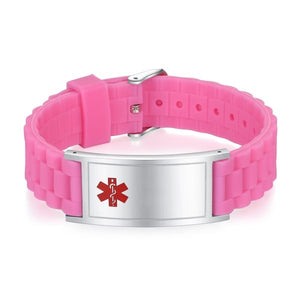 MD0582LYM Lymphedema Alert No BP IV Pink Braided Stainless Silicone Bracelet