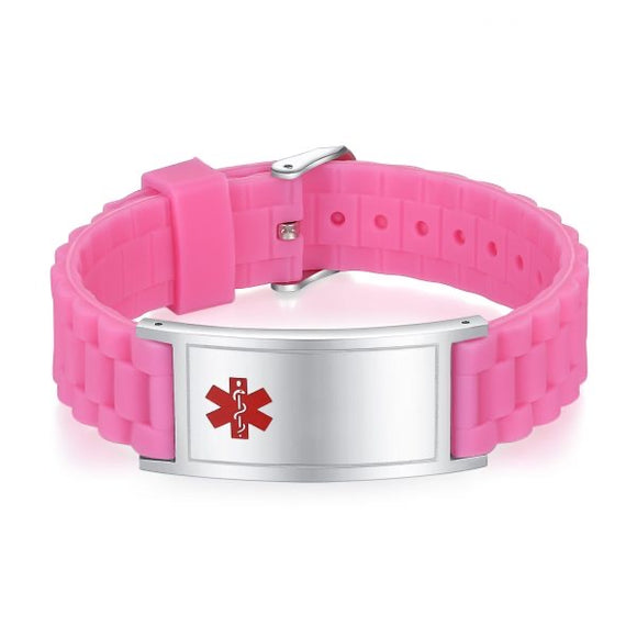 MD0511-86  Unisex Braided Silicone Stainless Medical ID Bracelet 6 Colors Custom Engrave