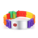 MD0511-86  Unisex Braided Silicone Stainless Medical ID Bracelet 6 Colors Custom Engrave
