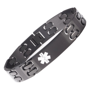 MD0748-BBT Titanium Black Medical Alert Id Bracelet Custom Engrave