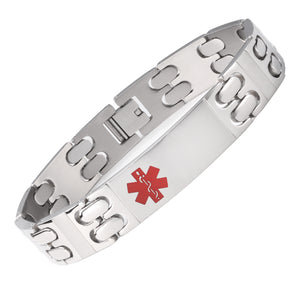 MD0748-TT Titanium Silver Medical Alert Id Bracelet Custom Engrave