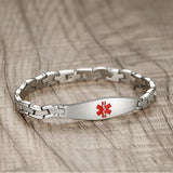 MD0763 CUSTOM ENGRAVE Medical Alert ID Slim Link Bracelet