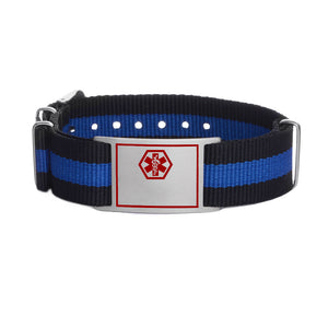 MD0855 4 Colors! Adjustable Canvas Sport Medical ID Bracelet Custom Engrave