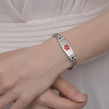 MD0935 CUSTOM ENGRAVE Women's Slim Stainless Steel Link Medical Id Bracelet