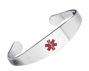 MD0990SS 4 Colors! Medical Id Stainless Steel Cuff Bracelet Custom Engrave
