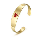 MD0990SS 4 Colors! Medical Id Stainless Steel Cuff Bracelet Custom Engrave
