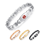 MD1038 4 Colors! Stainless Steel Double Heart Link Medical Id Bracelet Custom Engrave