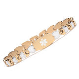 MD1038 4 Colors! Stainless Steel Double Heart Link Medical Id Bracelet Custom Engrave