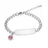 MD1367 Silver, Rose or Gold Stainless With Diamond Cut Chain & Medical Charm Custom Engrave