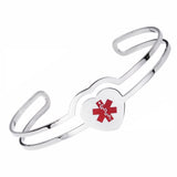 MD1371-SS Custom Engrave Medical Id Stainless Steel Heart Cuff Bracelet