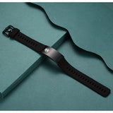 MD1468-69B Unisex Silicone Black Plate Medical Sport ID Bracelet Custom Engrave