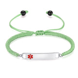 MD-1480 CUSTOM ENGRAVE 5 Colors! Stainless Adjustable Braided Rope Medical ID Bracelet