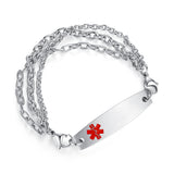MD1755 4 Colors! Medical ID Triple Strand Stainless Link Bracelet Custom Engrave