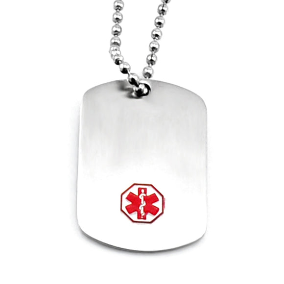 MP0169 Stainless Steel Medical Alert Mini Dog Tag Necklace Custom Engrave