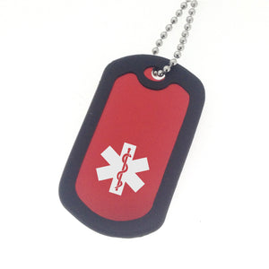 MP1984 Red Medical Alert Dog Tag Necklace Custom Engrave