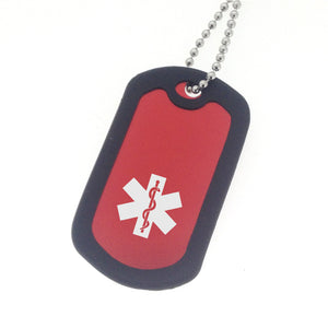 ADT-23 Red Dog Tag Necklace Food Allergy Has Epi-pen