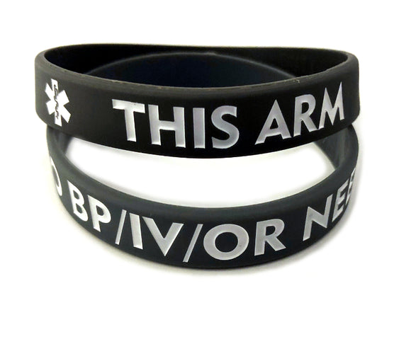 SIL-11 Medical Alert NO BP/IV Silicone Bracelet (Grey)