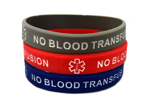 SIL-18 No Blood Transfusion Silicone Bracelet 3PC Set
