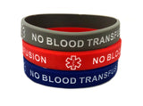 SIL-18 No Blood Transfusion Silicone Medical ALert Bracelet 3 PC Set