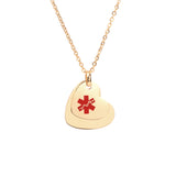 SP0048 Silver, Rose Gold, Gold, or Black Stainless Medical Double Heart Pendant Custom Engrave