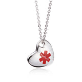 SP0056 Medical ID Stainless Puffy Heart Necklace ~ Custom Engrave