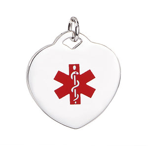 SP-0167-SS Stainless Steel Medical ID Heart Charm- Custom Engrave