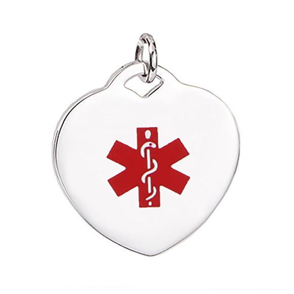 SP-0167-SS Stainless Steel Medical ID Heart Charm- Custom Engrave