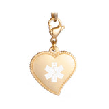 SP0176 Silver, Rose Gold, Gold Stainless Steel Medical ID Heart Charm CUSTOM ENGRAVE