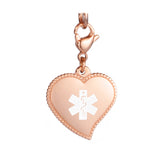 SP0176 Silver, Rose Gold, Gold Stainless Steel Medical ID Heart Charm CUSTOM ENGRAVE