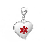 SP0176 Silver, Rose Gold, Gold Stainless Steel Medical ID Heart Charm CUSTOM ENGRAVE