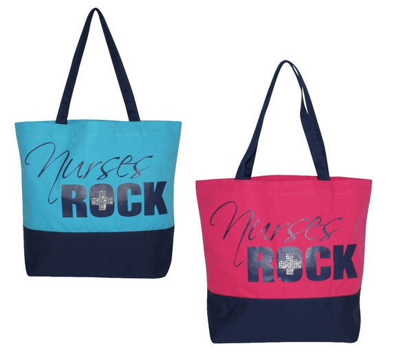 SS13003 Nurses Rock Canvas Tote With Bling