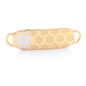 TG103G Textured Medical Yellow Gold Stainless ID Tag Custom Engrave