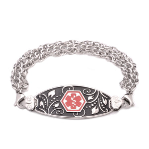 131SS-FIL Medical ID Stainless Triple Strand Filigree Bracelet 9 Pre-Engraved Conditions